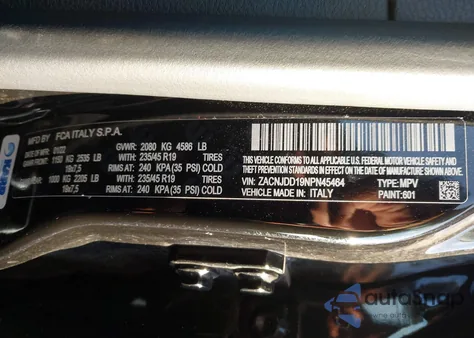 2022 Jeep Renegade Limited 4X4 из США, поврежденный, VIN ZACNJDD19NPN45464